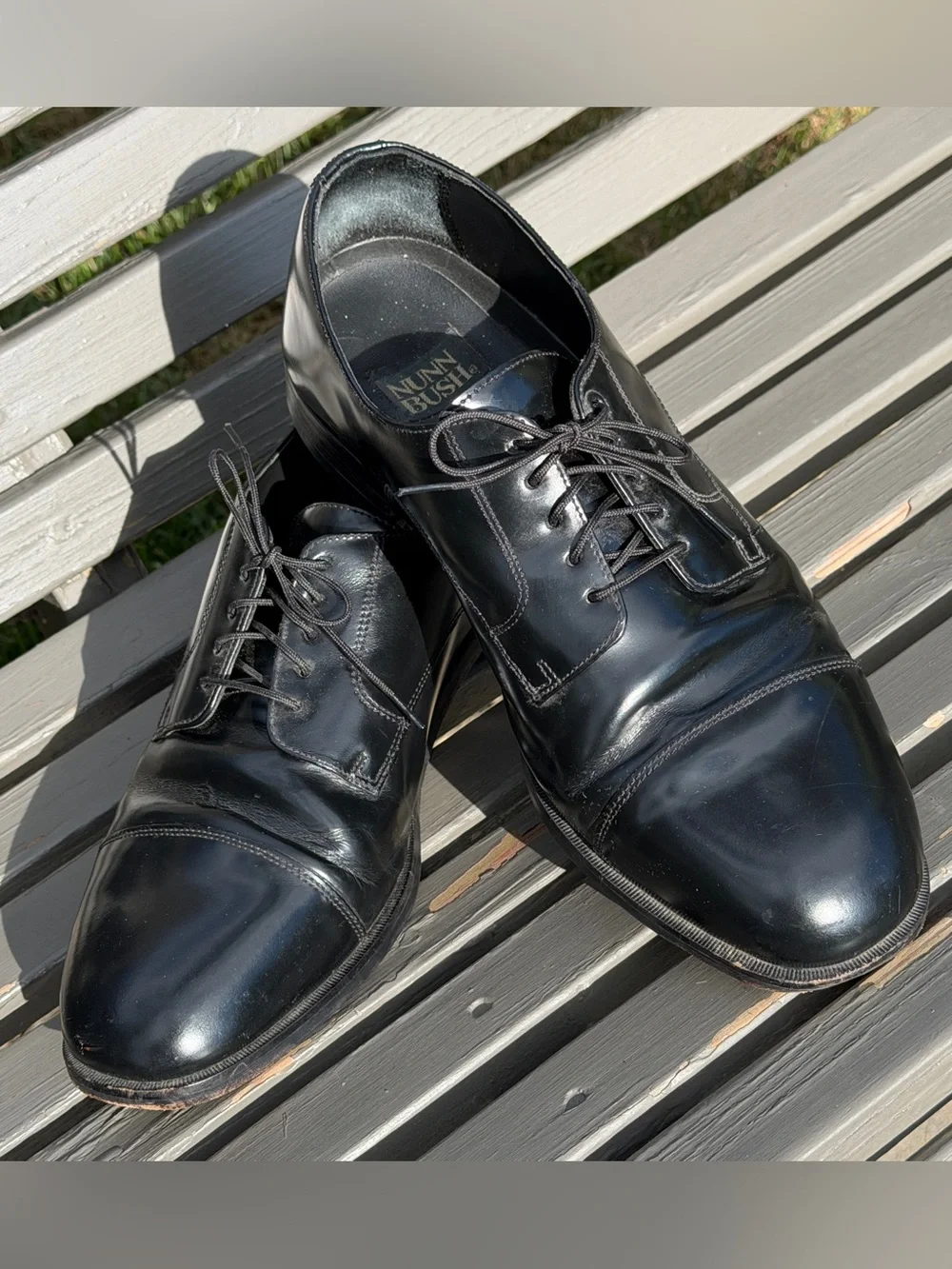 Nunn Bush Dress Flex Black Leather Cap Toe Oxfords Size 12M. ERC